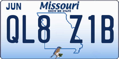 MO license plate QL8Z1B