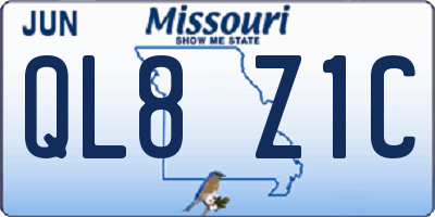 MO license plate QL8Z1C