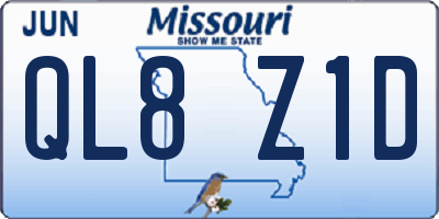 MO license plate QL8Z1D