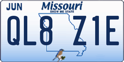 MO license plate QL8Z1E
