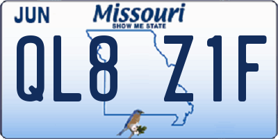 MO license plate QL8Z1F