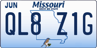 MO license plate QL8Z1G