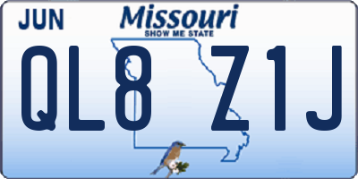 MO license plate QL8Z1J