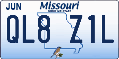 MO license plate QL8Z1L