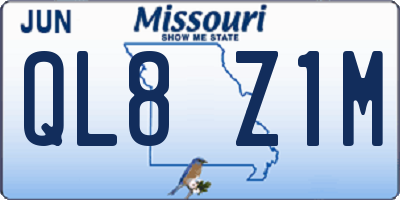 MO license plate QL8Z1M