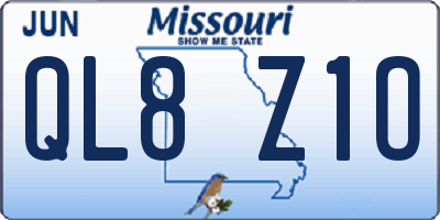 MO license plate QL8Z1O