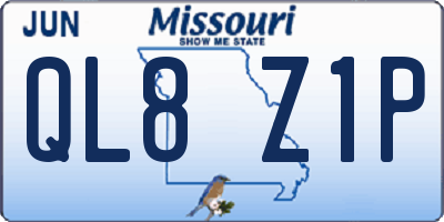 MO license plate QL8Z1P
