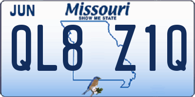 MO license plate QL8Z1Q