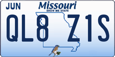 MO license plate QL8Z1S
