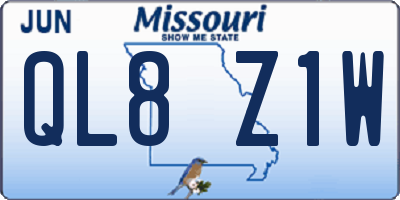 MO license plate QL8Z1W