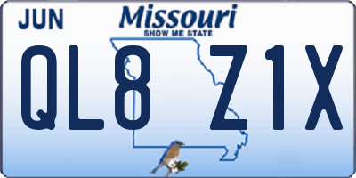 MO license plate QL8Z1X