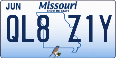 MO license plate QL8Z1Y