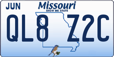 MO license plate QL8Z2C