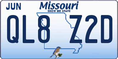 MO license plate QL8Z2D