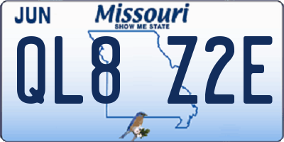 MO license plate QL8Z2E