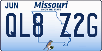 MO license plate QL8Z2G