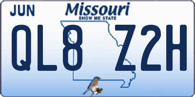 MO license plate QL8Z2H