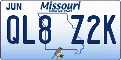 MO license plate QL8Z2K
