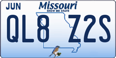 MO license plate QL8Z2S