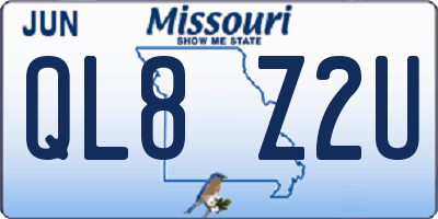 MO license plate QL8Z2U