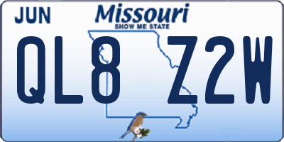 MO license plate QL8Z2W