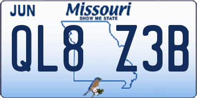 MO license plate QL8Z3B