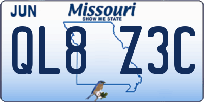 MO license plate QL8Z3C