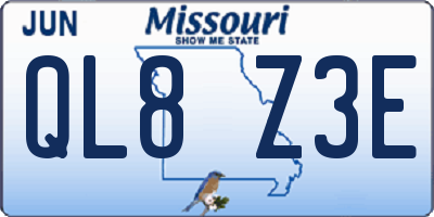 MO license plate QL8Z3E