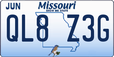 MO license plate QL8Z3G