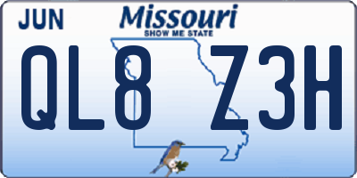 MO license plate QL8Z3H
