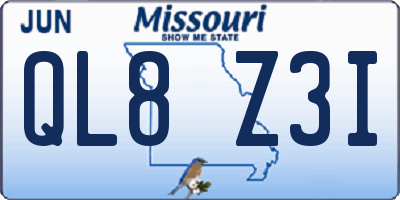 MO license plate QL8Z3I