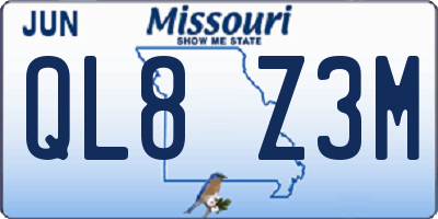 MO license plate QL8Z3M