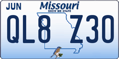 MO license plate QL8Z3O