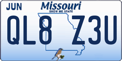 MO license plate QL8Z3U