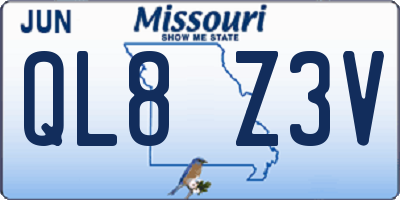 MO license plate QL8Z3V