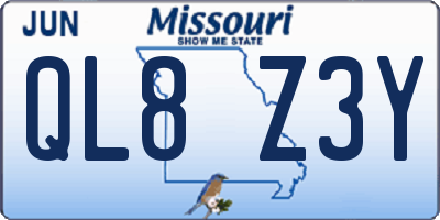 MO license plate QL8Z3Y