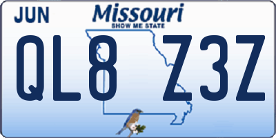 MO license plate QL8Z3Z