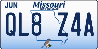 MO license plate QL8Z4A
