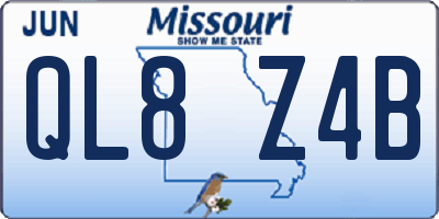 MO license plate QL8Z4B
