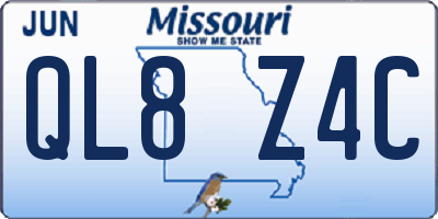 MO license plate QL8Z4C