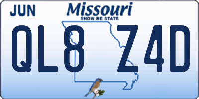 MO license plate QL8Z4D
