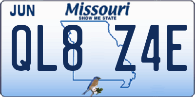 MO license plate QL8Z4E