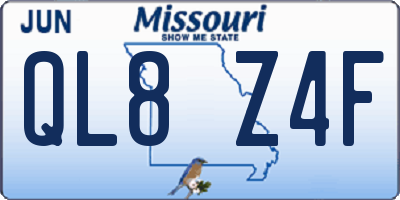 MO license plate QL8Z4F