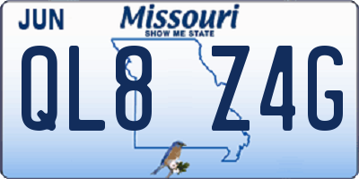 MO license plate QL8Z4G