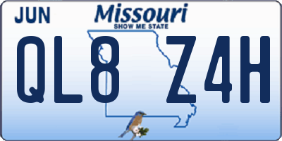 MO license plate QL8Z4H