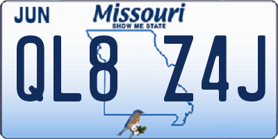 MO license plate QL8Z4J