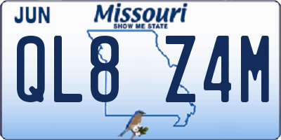 MO license plate QL8Z4M