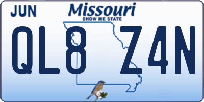 MO license plate QL8Z4N