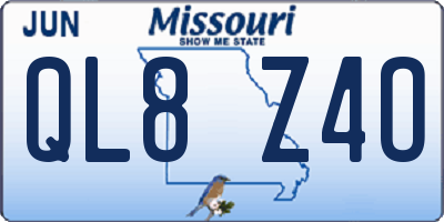 MO license plate QL8Z4O