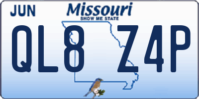 MO license plate QL8Z4P